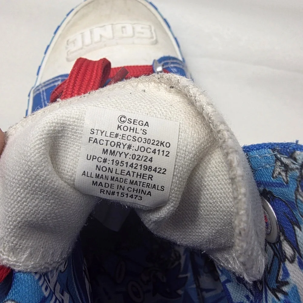 Sega Sonic the Hedgehog Shoes Kids Size 4 Blue High Top Sneakers Ground Up